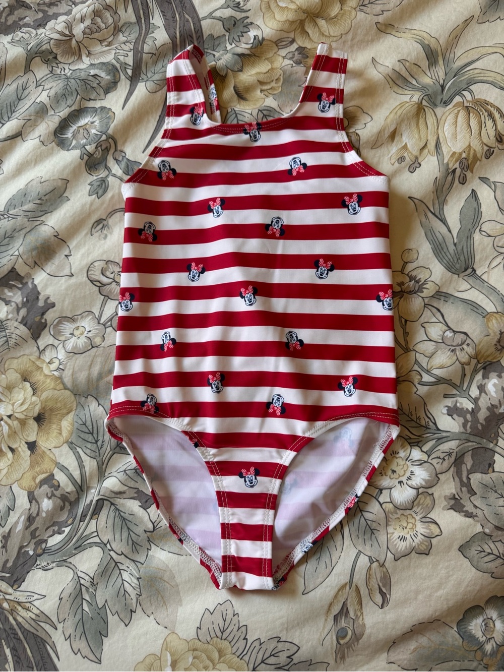 Old Navy x Disney Girls' Red & White Striped Swim Suit Minnie Mouse 5T